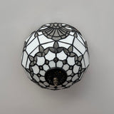 Tiffany Style Ceiling Lamp White Stained Glass Baroque Style 12"W*12"D*8"H