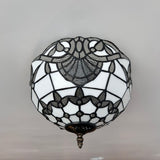 Tiffany Style Ceiling Lamp White Stained Glass Baroque Style 12"W*12"D*8"H