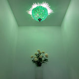 Tiffany Style Ceiling Lamp Green Stained Glass Leaves 12"W*12"D*8"H