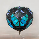 Tiffany Style Ceiling Lamp Green Brown Stained Glass 12"W*12"D*8"H