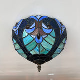 Tiffany Style Ceiling Lights Green Blue Stained Glass 12"W*12"D*8"H