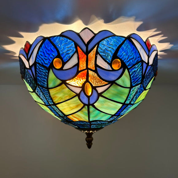 Tiffany Style Ceiling Lights Green Blue Stained Glass 12