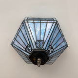 Tiffany Style Ceiling Lamp Sky Color Stained Glass Hexagon 12"W*12"D*8"H