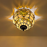 Tiffany Style Ceiling Lamp Gold Stained Glass Baroque Style 12"W*12"D*8"H