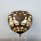 Tiffany Style Ceiling Lamp Gold Stained Glass Baroque Style 12"W*12"D*8"H