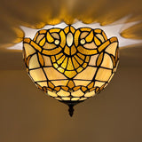 Tiffany Style Ceiling Lamp Gold Stained Glass Baroque Style 12"W*12"D*8"H