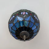 Tiffany Style Ceiling Lamp Blue Stained Glass Tulips 12"W*12"D*8"H