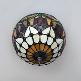 Tiffany Style Ceiling Lamp Stained Glass Red Tulips 12"W*12"D*8"H
