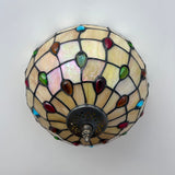 Tiffany Style Ceiling Light Fixtures Gold Stained Glass Crystal Beans LED Bulbs 12"W*12"D*8"H