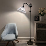 Tiffany Style Floor Lamp Sky Color Stained Glass Hexagon Gooseneck Adjustable EF1232