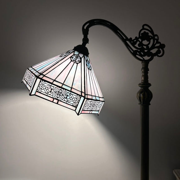 Tiffany Style Floor Lamp Sky Color Stained Glass Hexagon Gooseneck Adjustable EF1232