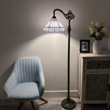 Tiffany Style Floor Lamp Sky Color Stained Glass Hexagon Gooseneck Adjustable EF1232