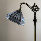 Tiffany Style Floor Lamp Sky Color Stained Glass Hexagon Gooseneck Adjustable EF1232