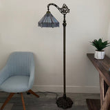 Tiffany Style Floor Lamp Sky Color Stained Glass Hexagon Gooseneck Adjustable EF1232