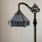 Tiffany Style Floor Lamp Sky Color Stained Glass Hexagon Gooseneck Adjustable EF1232
