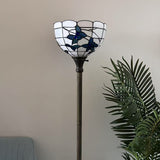 Tiffany Style Torch Floor Lamp White Stained Glass Blue Flowers EF1263-B