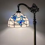 Tiffany Style Floor Lamp White Stained Glass Flowers Gooseneck Adjustable LED bulb EF1264-B