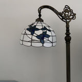 Tiffany Style Floor Lamp White Stained Glass Flowers Gooseneck Adjustable LED bulb EF1264-B