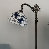 Tiffany Style Floor Lamp White Stained Glass Flowers Gooseneck Adjustable LED bulb EF1264-B