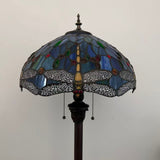 Tiffany Style Floor Lamp Dragonfly Blue Stained Glass 16"W*16"D*64"H