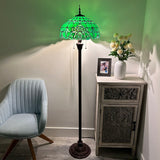 Tiffany style floor lamp Green Stained Glass Baroque Style 16"W*16"D*64"H