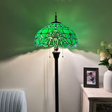 Tiffany style floor lamp Green Stained Glass Baroque Style 16"W*16"D*64"H