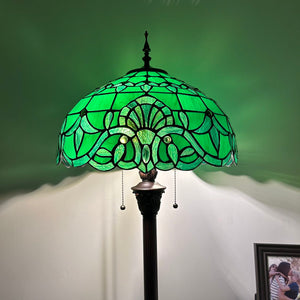 Tiffany style floor lamp Green Stained Glass Baroque Style 16"W*16"D*64"H