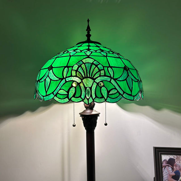 Tiffany style floor lamp Green Stained Glass Baroque Style 16