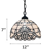 Tiffany Style Pendant Lights White Stained Glass Baroque Style 12"W*12"D*60"H