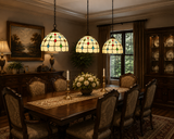 Tiffany Style Pendant Lights Gold Stained Glass Crystal Beans 12"W*12"D*60"H