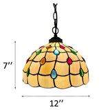 Tiffany Style Pendant Lights Gold Stained Glass Crystal Beans 12"W*12"D*60"H