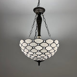 Tiffany Style Chandelier Lighting White Stained Glass Crystal Beans LED Bulbs Included 16"W*16"D*60"H