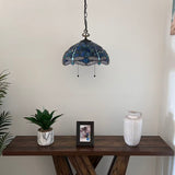 Tiffany Style Pendant Lighting Plug In Stained Glass Dragonfly LED Bulbs Included 16”W*16”D*75”H