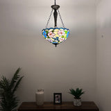 Tiffany Style Chandeliers Lighting Stained Glass Hummingbird Flowers LED Bulbs Included 16"W*16"D*60"H