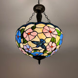 Tiffany Style Chandeliers Lighting Stained Glass Hummingbird Flowers LED Bulbs Included 16"W*16"D*60"H