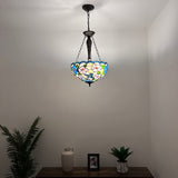 Tiffany Style Chandeliers Lighting Stained Glass Hummingbird Flowers LED Bulbs Included 16"W*16"D*60"H