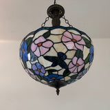 Tiffany Style Chandeliers Lighting Stained Glass Hummingbird Flowers LED Bulbs Included 16"W*16"D*60"H