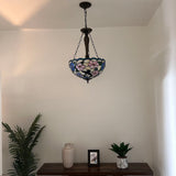 Tiffany Style Chandeliers Lighting Stained Glass Hummingbird Flowers LED Bulbs Included 16"W*16"D*60"H