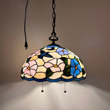 Tiffany Style Pendant Lighting Plug In Stained Glass Hummingbird Flowers LED Bulbs Included 16”W*16”D*75”H