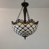 Tiffany Style chandelier Lighting Beige Stained Glass Crystal Beans LED Bulbs Included 16"W*16"D*60"H