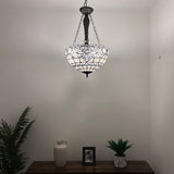 Tiffany Style Chandeliers Lighting  White Stained Glass Baroque Style LED Bulbs Included 16"W*16"D*60"H