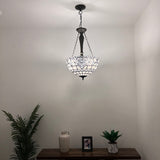 Tiffany Style Chandeliers Lighting  White Stained Glass Baroque Style LED Bulbs Included 16"W*16"D*60"H