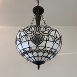 Tiffany Style Chandeliers Lighting  White Stained Glass Baroque Style LED Bulbs Included 16"W*16"D*60"H