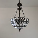 Tiffany Style Chandeliers Lighting  White Stained Glass Baroque Style LED Bulbs Included 16"W*16"D*60"H