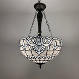 Tiffany Style Chandeliers Lighting  White Stained Glass Baroque Style LED Bulbs Included 16"W*16"D*60"H