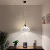Tiffany Style Pendant Lighting White Stained Glass Hexagon LED Bulbs Included 16”W*16”D*75”