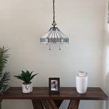 Tiffany Style Pendant Lighting White Stained Glass Hexagon LED Bulbs Included 16”W*16”D*75”