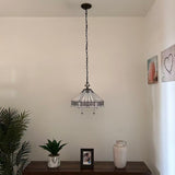 Tiffany Style Pendant Lighting White Stained Glass Hexagon LED Bulbs Included 16”W*16”D*75”