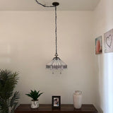 Tiffany Style Pendant Lighting Plug In White Stained Glass Hexagon LED Bulbs Included 16”W*16”D*75”