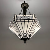 Tiffany Style Chandelier Lighting White White Hexagon Stained Glass LED Bulbs Included 16"W*16"D*60"H